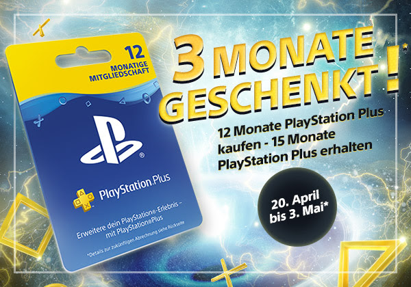 Gamestop & Aldi & PSN-Store: 15 Monate PS Plus zum Preis von 12 Monaten